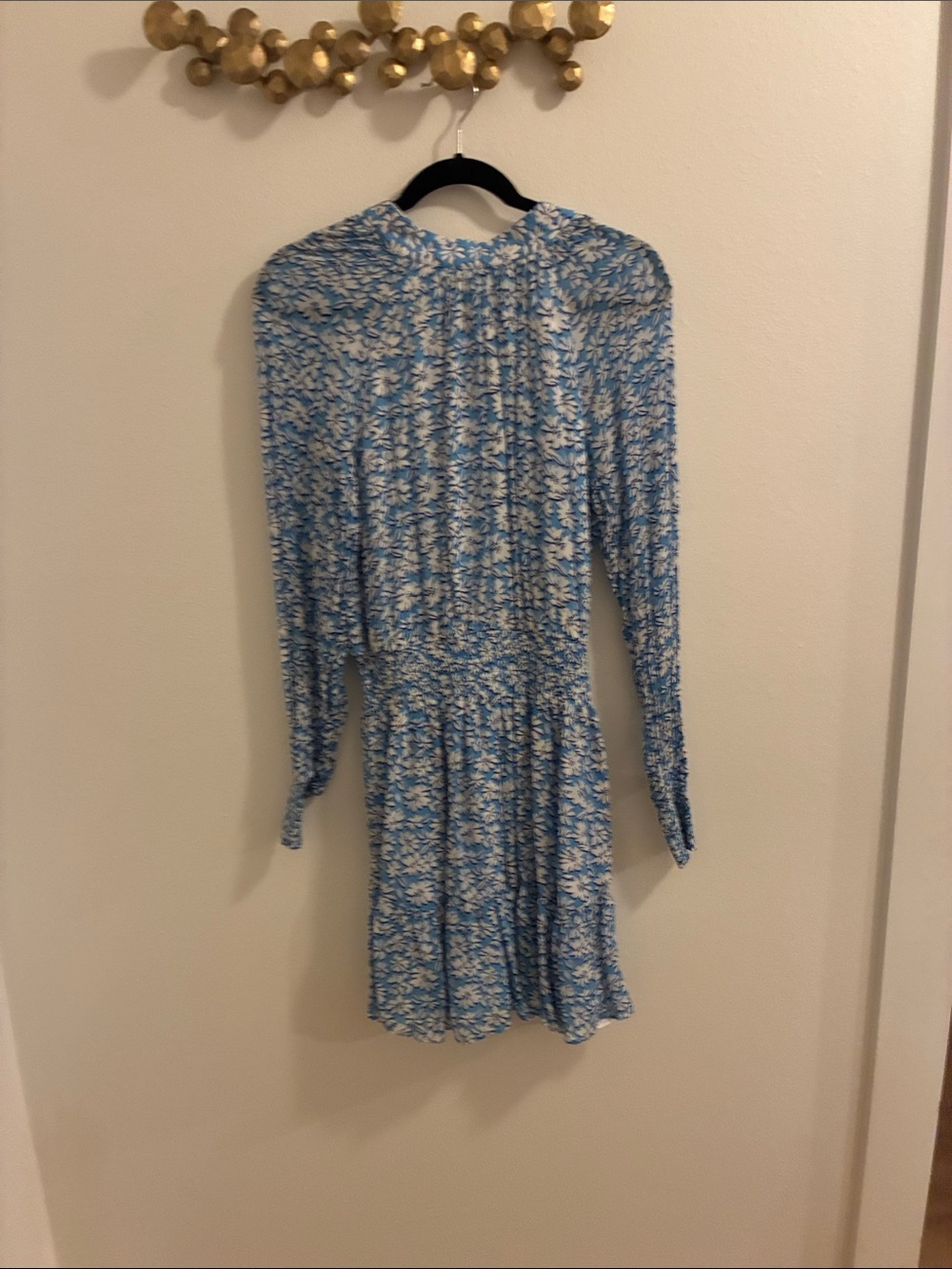 Lilly Pulitzer Blue and White Long-Sleeve Floral Dress